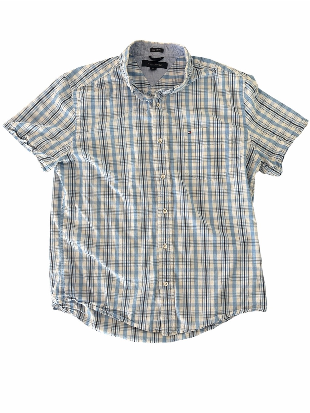 Tommy Hilfiger Men’s Short Sleeve Button Down Shirt Size L Custom Fit